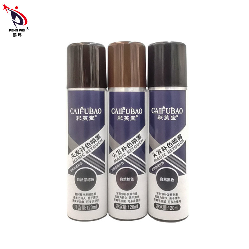 Soem-ODM-Schwarz-sprühen dunkelbraune Haar-Farben vorübergehenden Haar-Wurzel-Farbspray 40*140mm
